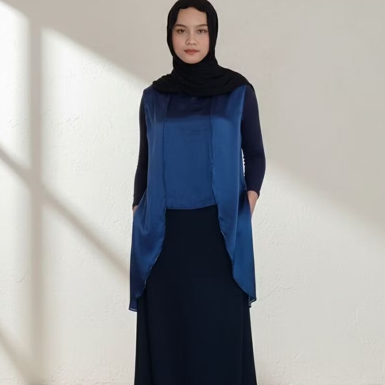 [VALDIS] Solene Vest Outer Satin Blouse Silk Mewah Korean Style