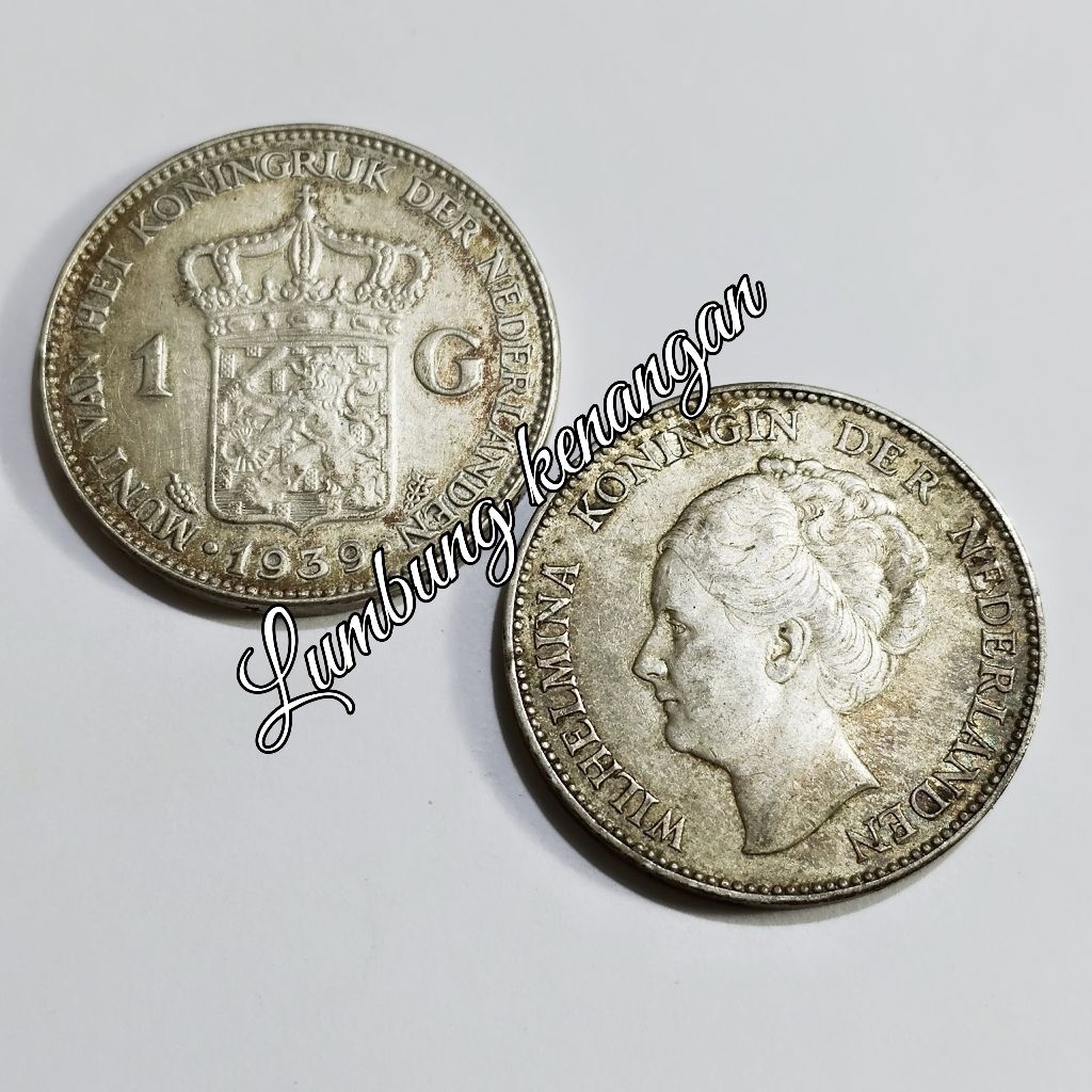 koin Silver Wilhelmina 1 Gulden Koin perak