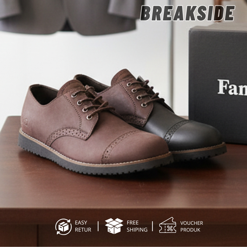 Sauqi Footwear Brightside Sepatu Boots Pria Kulit Asli - Black