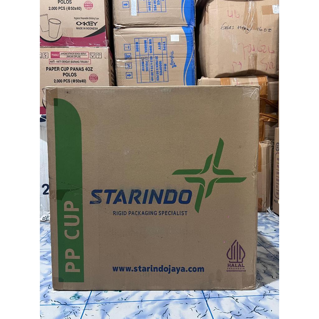 Gelas Plastik Cup PP Starindo 12 oz  / 14 oz DATAR 7 gr 7gr tahan panas bisa diseal (DUS)