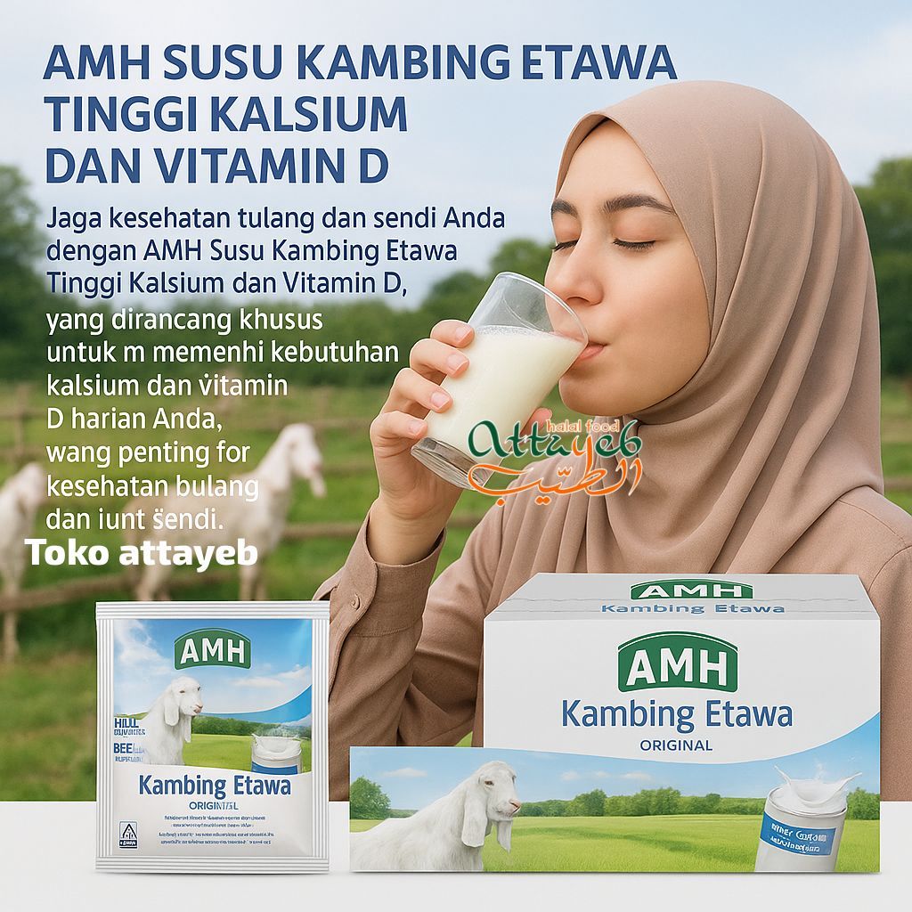 Susu Kambing Etawa AMH Vitamin D3 Box isi 10 Sachet 250gr Original Vanila & Jahe Merah  Tingkatkan K