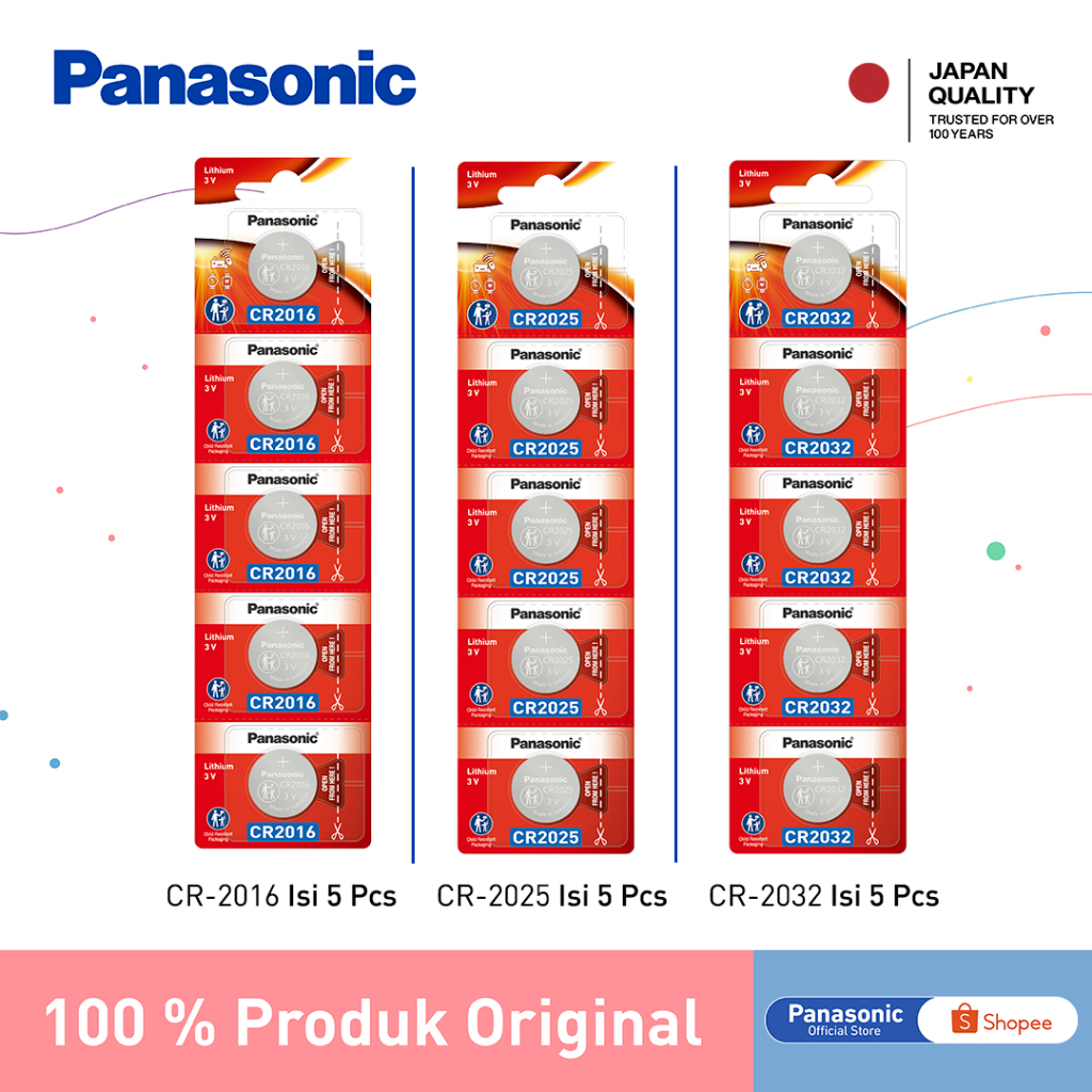 Panasonic Baterai Kancing Lithium Coin CR20216 | CR2025 | CR2032