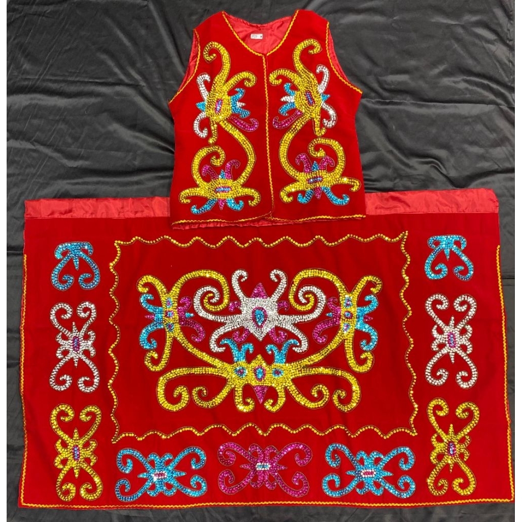 BAJU ADAT DAYAK KALIMANTAN/SET BAJU DAN ROK/BAJU ADAT DAYAK MERAH/BAJU ADAT DAYAK CEWEK KALIMANTAN