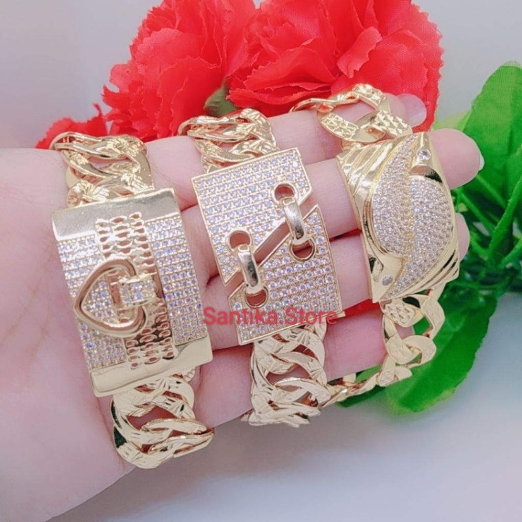 Gelang Jumbo Wanita Dewasa Titanium Xuping Perhiasan Lapis Emas Anti Karat