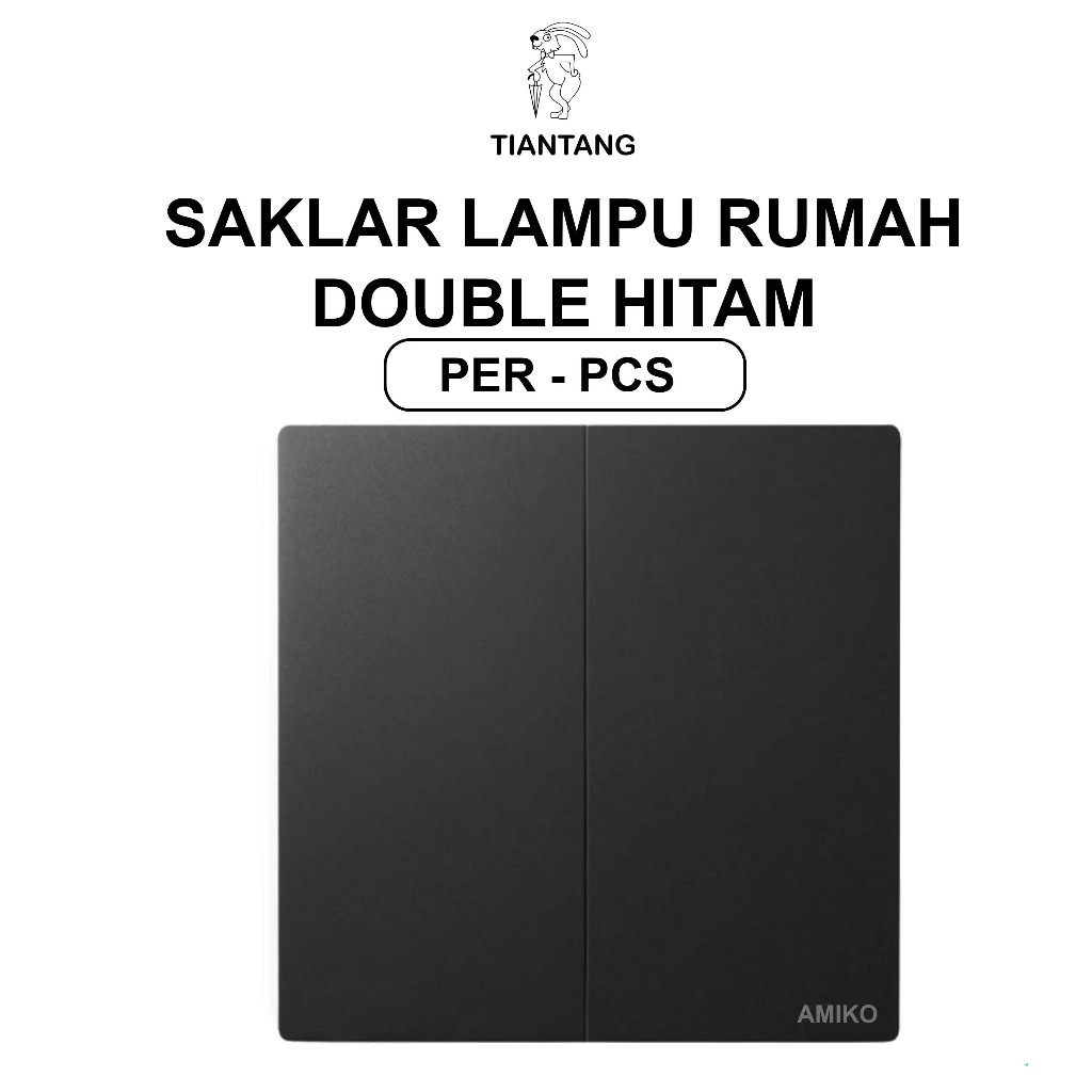 TIANTANG Saklar Lampu Minimalis Hitam/ Saklar Double / Saklar Seri / Saklar 2 Gang