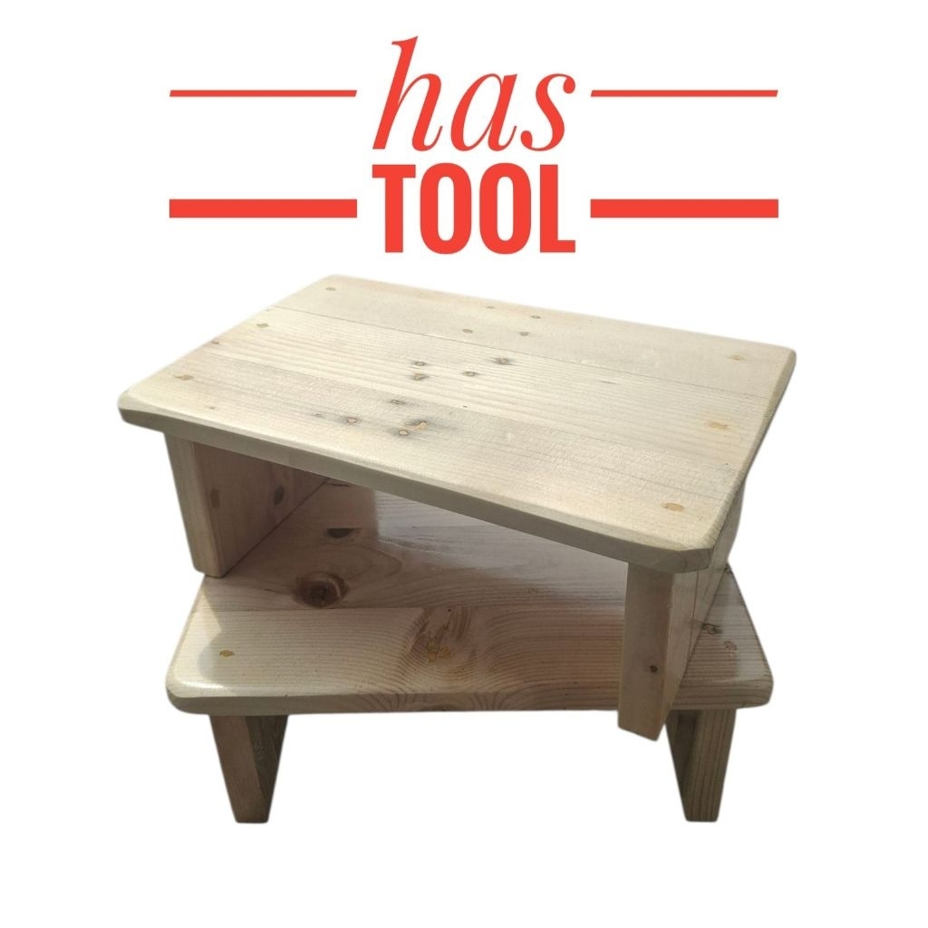 Kursi Jongkok Kayu Jati Belanda Bulat 30x20x12 cm Finishing Clear Gloss Cocok Untuk Penggunaan Sehar