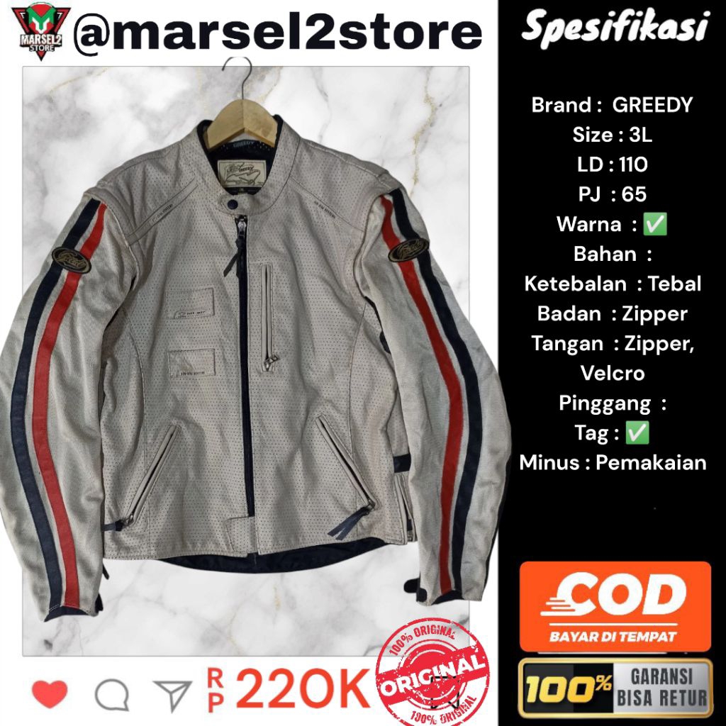 Jaket motor greedy leather vintage racing jacket