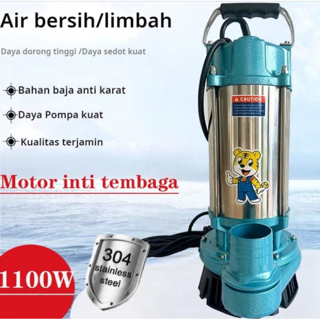 Pompa Celup Air Kotor 1100W Submersible Pump 2.5'/2'/1.5'inch TSOLUMY