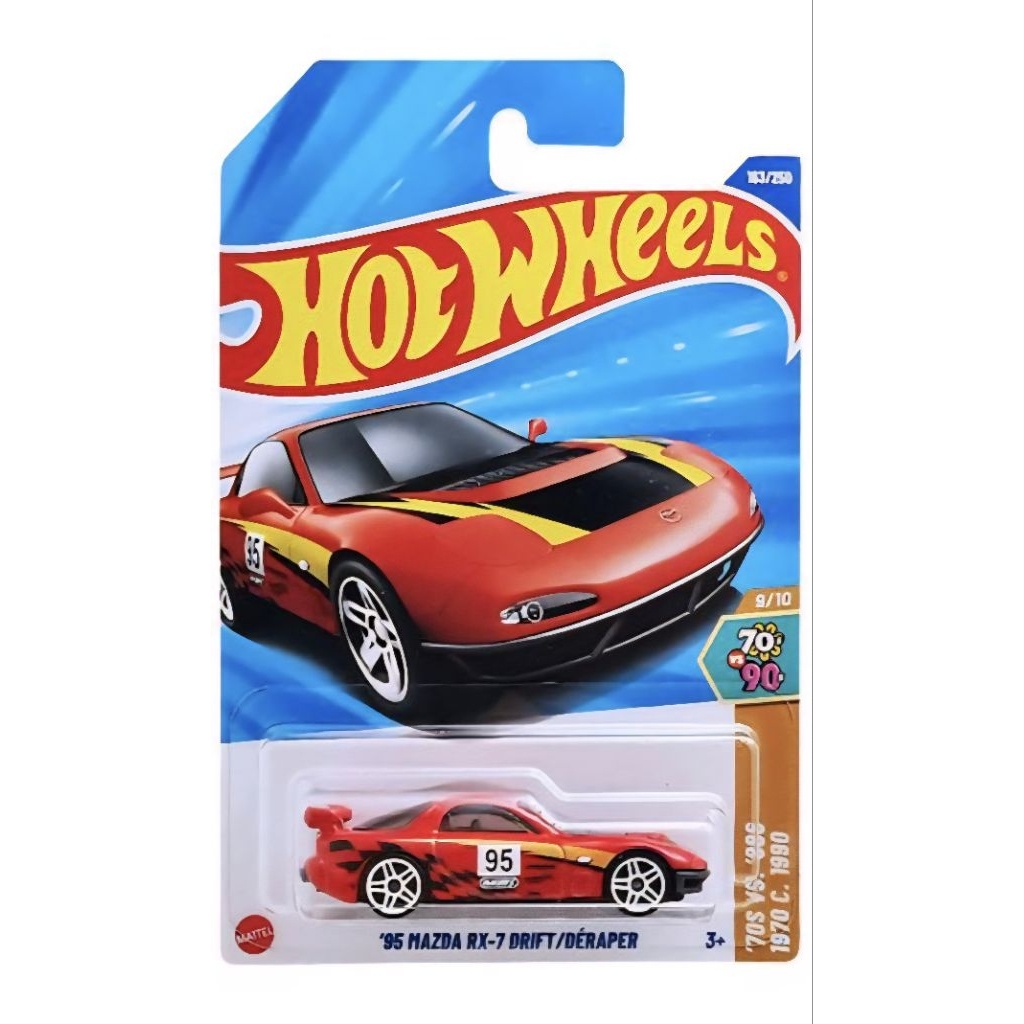 HOTWHEELS 95 MAZDA RX-7 DRIFT/DERAPER MERAH