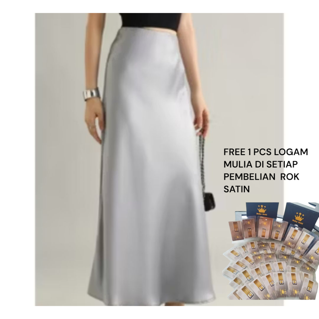 Rok Satin silk premium - Rok wanita satin premium - Rok Satin Panjang