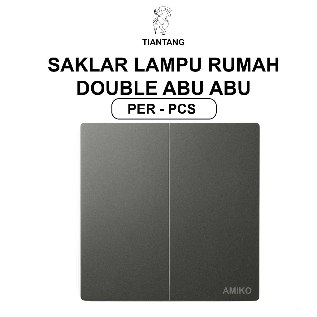 TIANTANG Saklar Lampu Minimalis Grey/ Saklar Double / Saklar Seri / Saklar 2 Gang