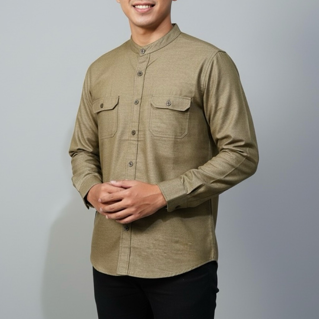 Kemeja Koko N54 Kemko Pria Lengan Panjang Polos