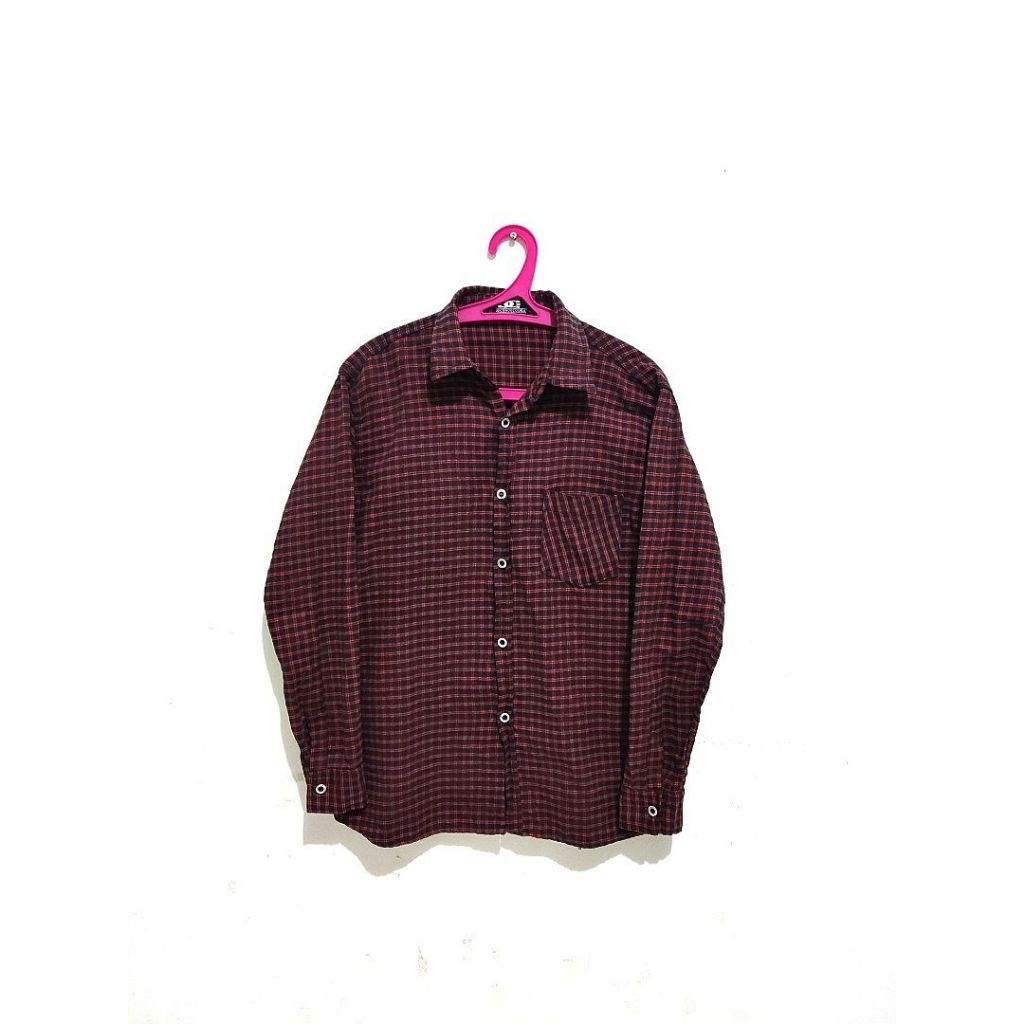 Kemeja pria lengan panjang flanel kotak merah hitam DC shoes USA original ld 102 cm