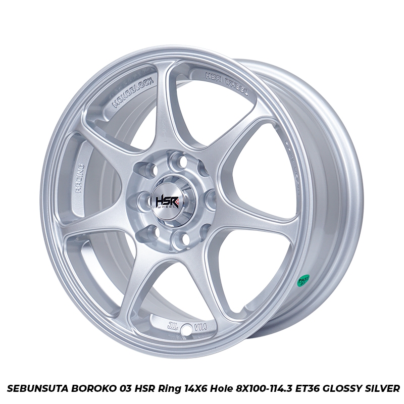 VELG MOBIL HSR RING 14 TYPE SEBUNSUTA  LEBAR 6 SILVER