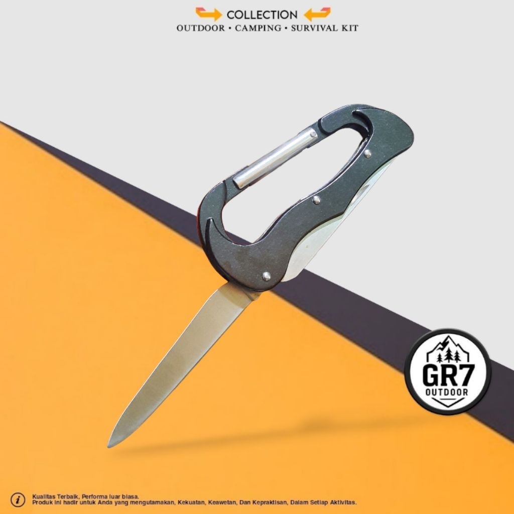 Carabiner Pisau Multifungsi 4 in 1 Outdoor EDC / Carabiner / Survival Kit
