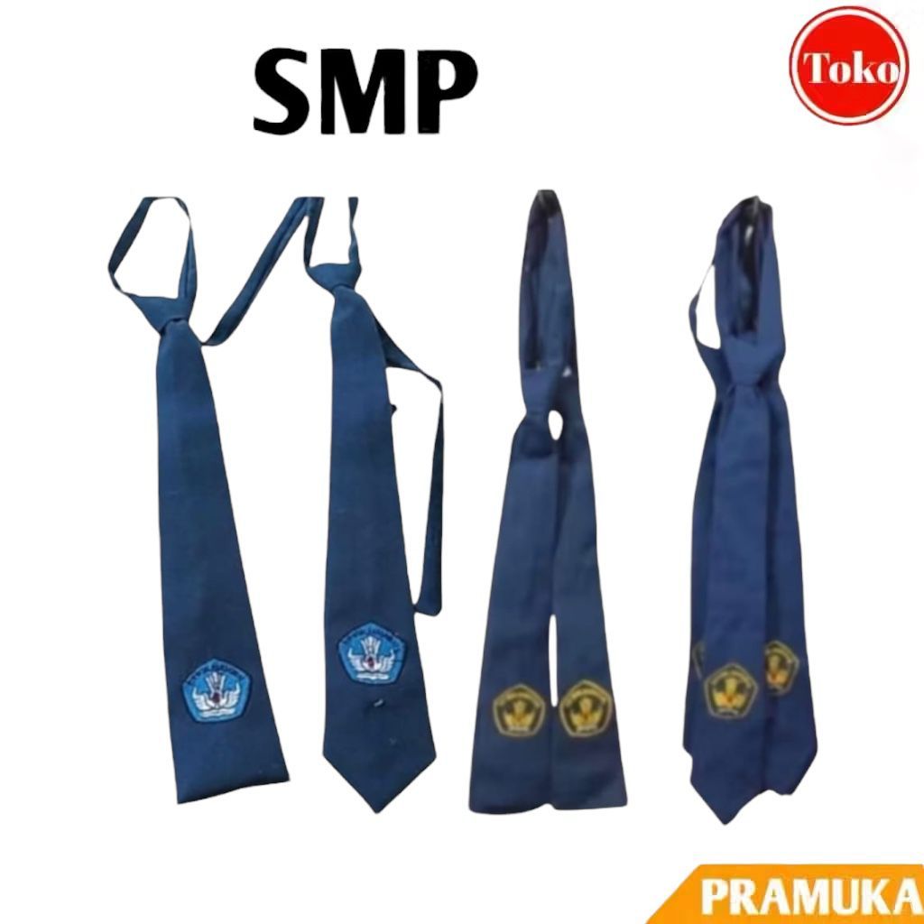 Dasi Sekolah SMP Langsung Pakai Panjang Perekat Logo Bordir / Dasi SMP Logo TUTWURIHANDAYANI Biru / 