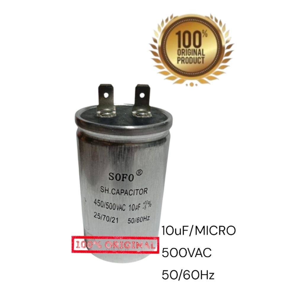 KAPASITOR MESIN CUCI 1 TABUNG 10 MIKRO UF 500 VAC ORIGINAL
