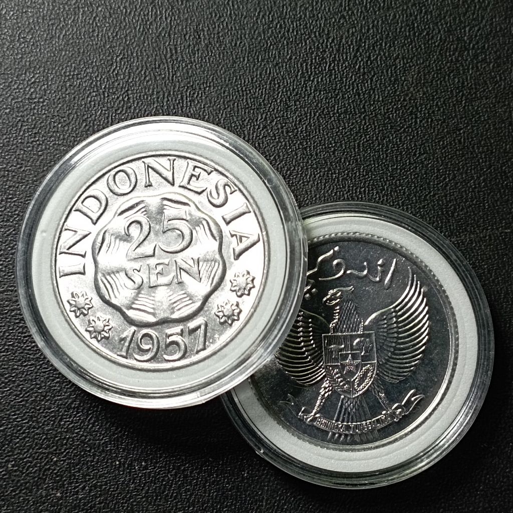 25 sen garuda almunium uang koin seperti baru bagus asli