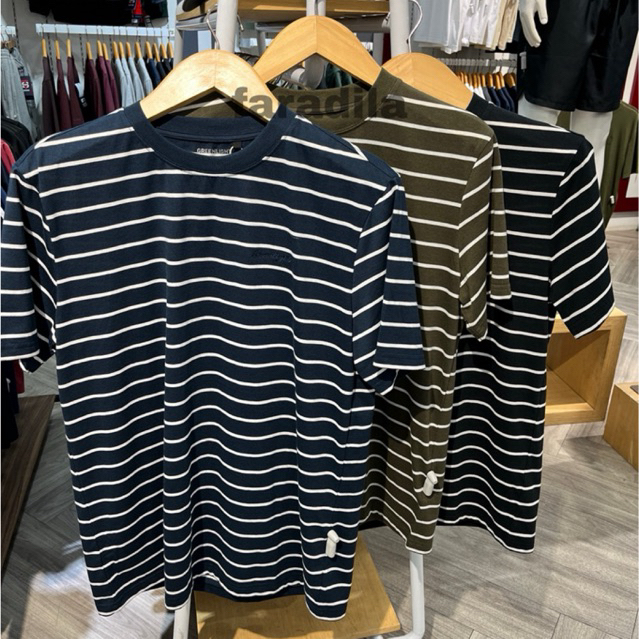 Kaos Greenlight Basic Stripe 3 Warna Reguler Fit 100% Original