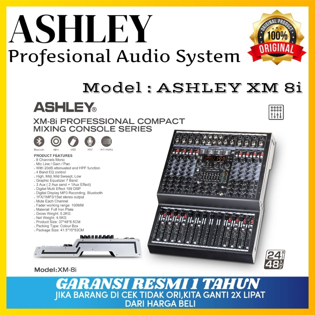 Mixer Ashley Xm 8i Original Mixer Ashley 8 Channel Bluetooth