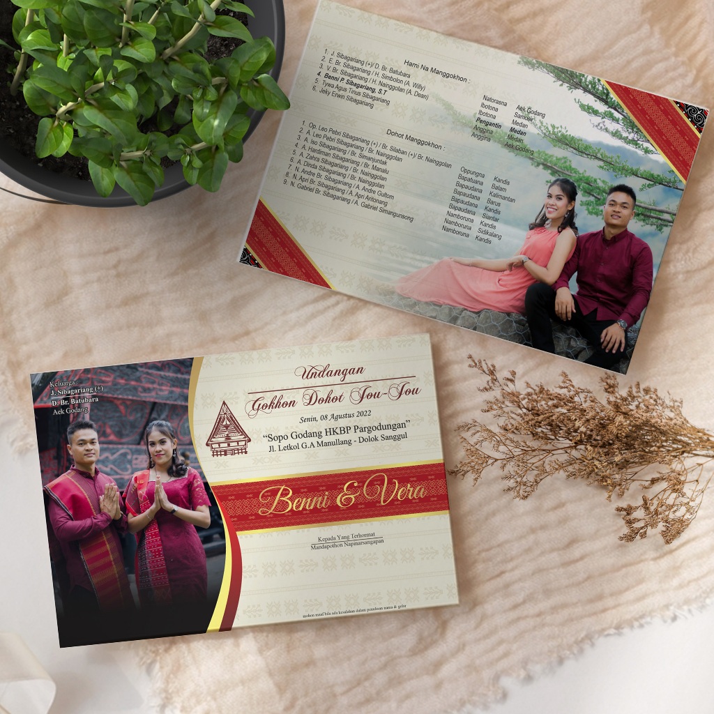 Undangan Pernikahan Adat batak Toba Ukuran Jumbo Gokhon Softcover Lipat dua kertas TIK 230gr