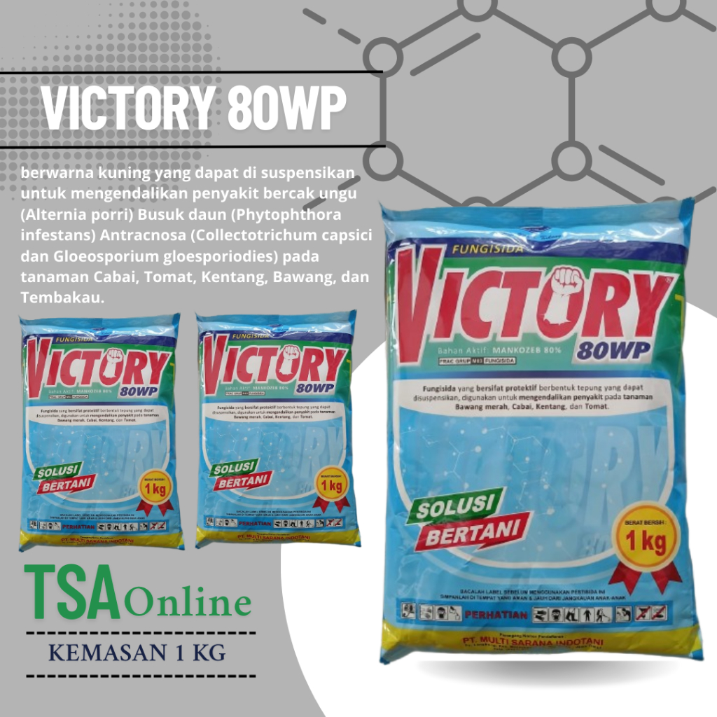 FUNGISIDA VICTORY 80 WP BAHAN AKTIF MANKOZEB 80% / Mengendalikan Jamur Pada tanaman/ Mankozeb kuning