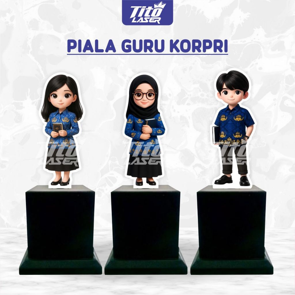 Piala Akrilik Guru KORPRI - Plakat Akrilik Guru KORPRI - Piala Hari Guru - Plakat Hari Guru