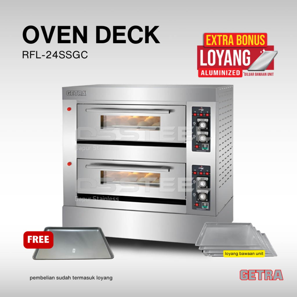 GETRA Oven Gas RFL-24SSGC/Oven Getra 2 deck 4 Loyang RFL 24SSGC/RFL24SSGC Free Loyang Alusteel