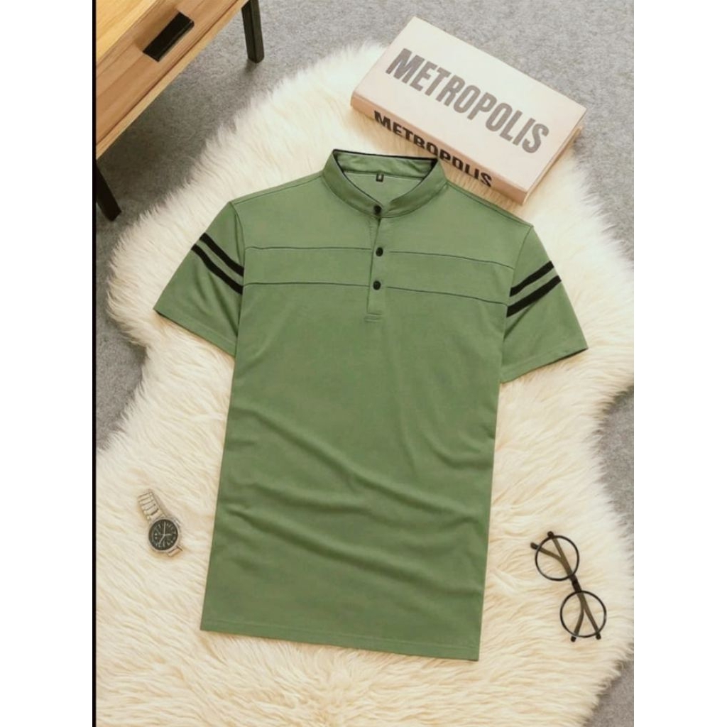 baju Koko Pria Lengan Pendek-kaos Koko Casual Moderen Slim Fit