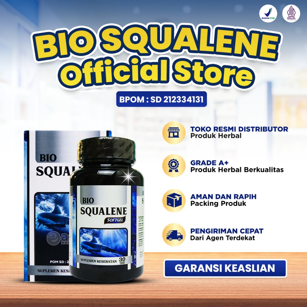 Bio Squalene Minyak Hati Ikan Hiu Softgel Asli 100% Original Bpom Halal Mui