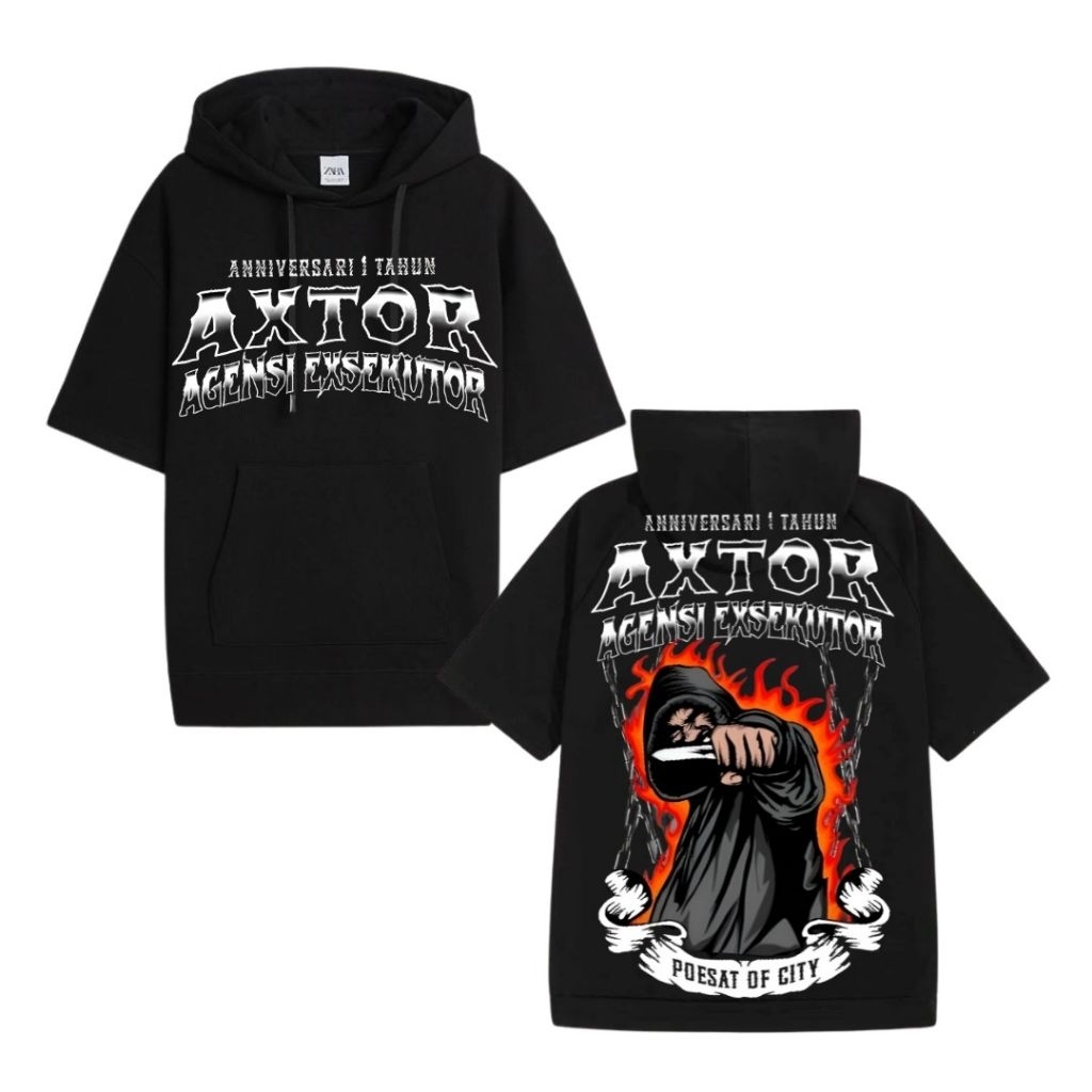 Promo Ts Hoodie AXTOR Agensi Executor - Poesat Of City Bahan Cotton Fleece Tebal Murah Dan Halus War