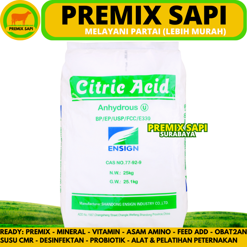 CITRIC ACID ANHYDROUS 25 KG (KHUSUS KURIR INSTAN) - Sitrun Citrun Makanan Asam Sitrat Citrun Acid