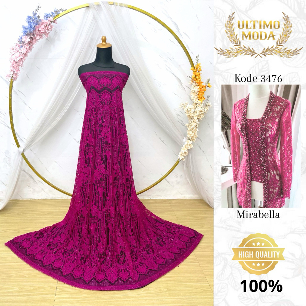 (GRADE A) KODE 3476 MIRABELLA - KAIN PANEL BRUKAT 3 D GRADASI - P 2,7 M L 1,5 M - MEWAH DAN ELEGAN- 