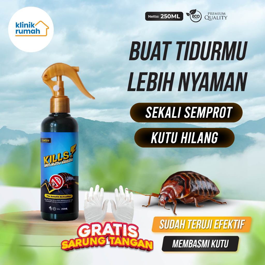 ANTI KUTU KASUR & TUNGAU 250ML | OBAT USIR KUTU KASUR | ANTI KUTU KASUR AMPUH | GARANSI UANG KEMBALI