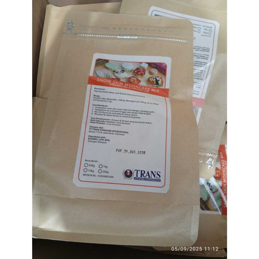 Tepung Premix snow skin mooncake merk Trans 1kg