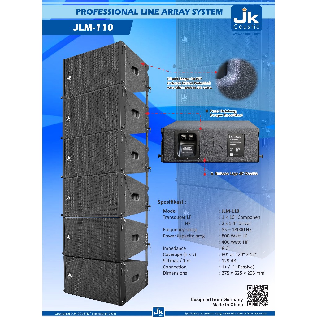 Speaker Line array Single 10 inch Jk coustic JLM 110