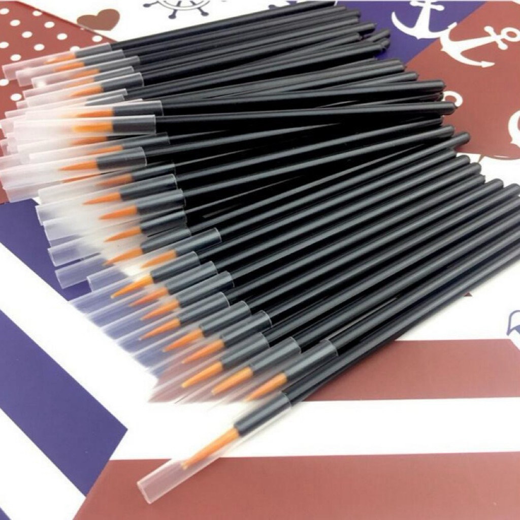 Disposable eyeliner brush with cap 50pcs kuas eyeliner sekali pakai isi 50pcs eyeliner applicator