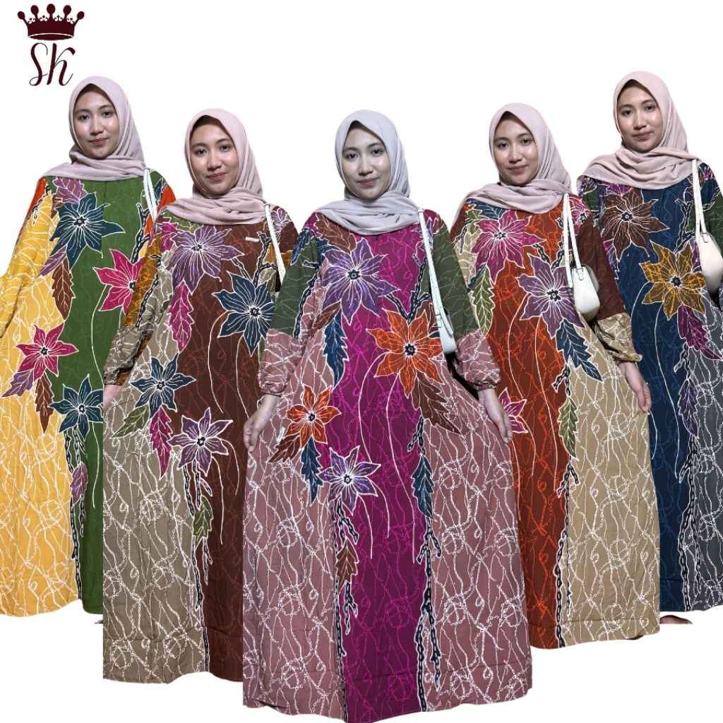 Gamis batik wanita modern lengan panjang | Gamis batik modern kombinasi terbaru 2025| Gamis batik pe