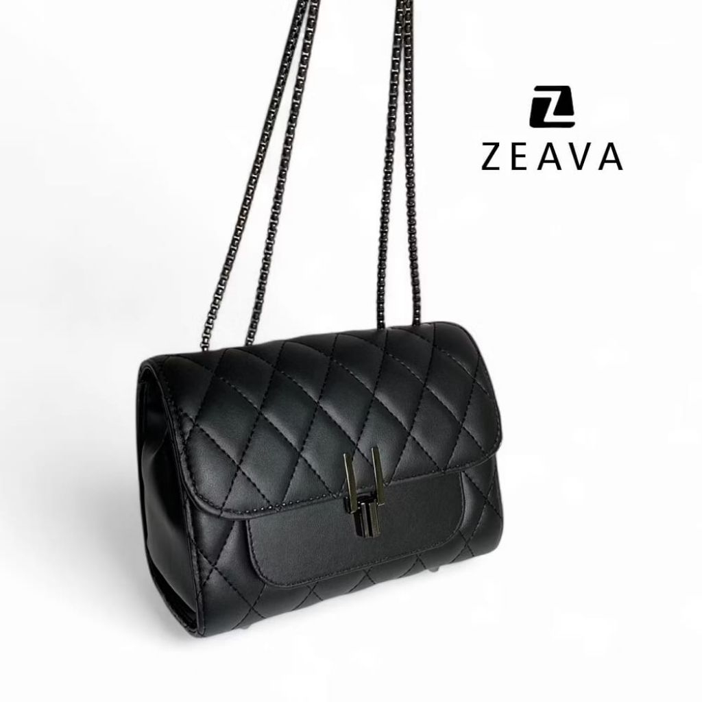 Tas Selempang Wanita Elegan Hitam Import – Sling Bag Fashion Korea Tali Rantai