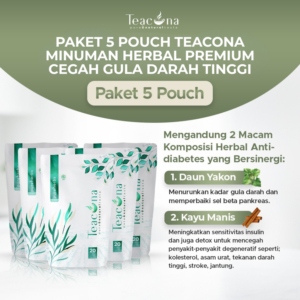 

Teh Hijau Teh Detox Cegah Asam Urat Kolesterol dan Gula Darah Tinggi Teacona Paket isi 5