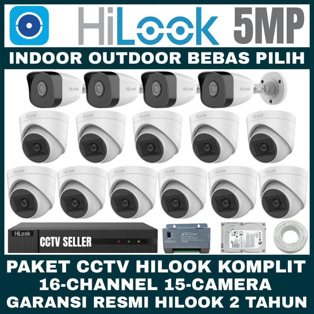 PAKET CCTV HILOOK 5MP 16 CHANNEL 15 CAMERA TURBO HD KAMERA CCTV