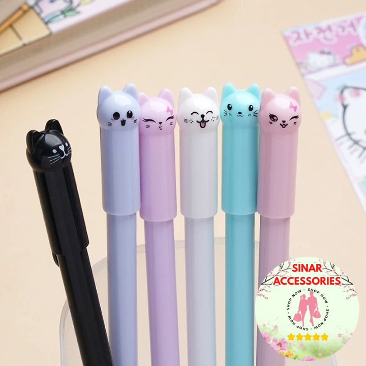 

SA Pena Karakter Kucing Meow Gel Black Ink/Pulpen Karakter Kepala Kucing Alat Tulis Sekolat Kantor Premium