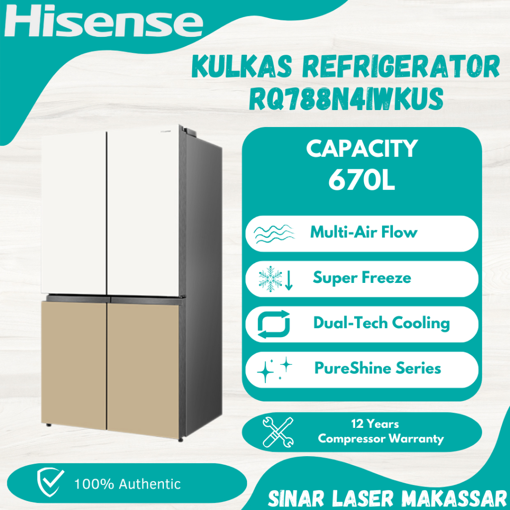 HISENSE KULKAS 4 PINTU 670L RQ788N4IWKUS SERIES