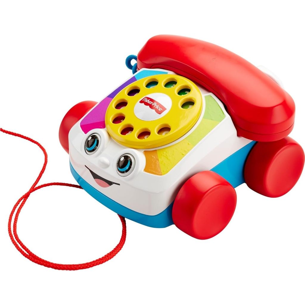 FISHER-PRICE TODDLER PULL TOY CHATTER TELEPHONE PRETEND PHONE WITH ROTARY DIAL AND WHEELS FOR