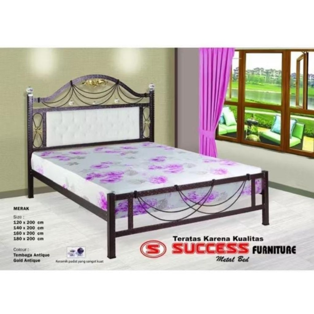 Ranjang Besi Tempat Tidur Tempa Success Merak Minimalis