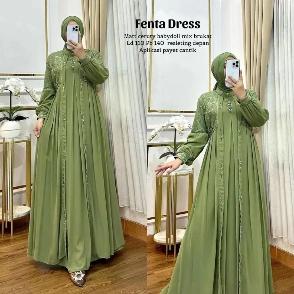 New Fashion Muslim Lanara Dress Brokat Mewah Elegan - Gamis Muslimah Perempuan Dewasa Remaja Model T