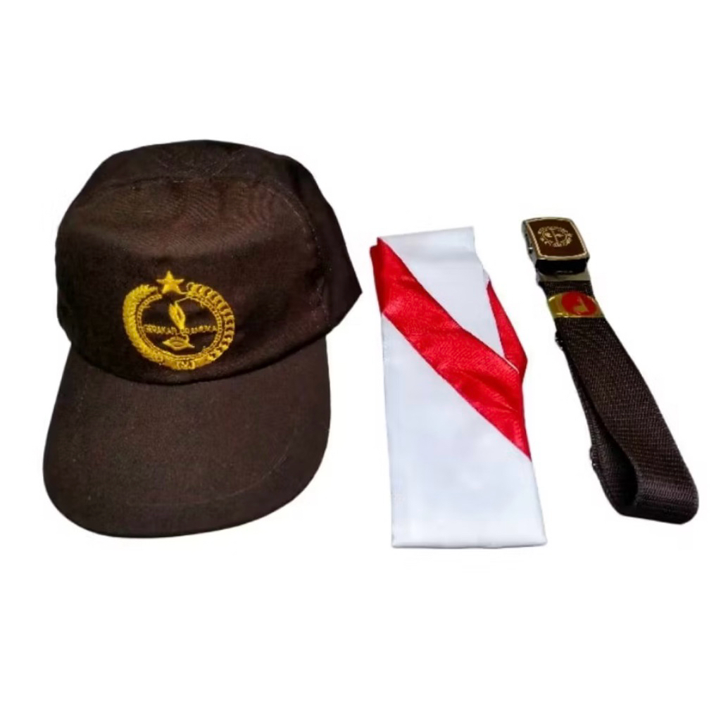 Set pramuka/topi pramuka/kacu pramuka/sabuk pramuka ring pinggang pramuka