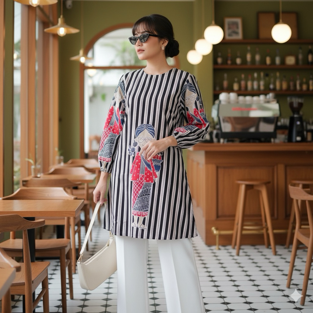 Shanaya Batik Tunik Santi Salur Lengan Balon