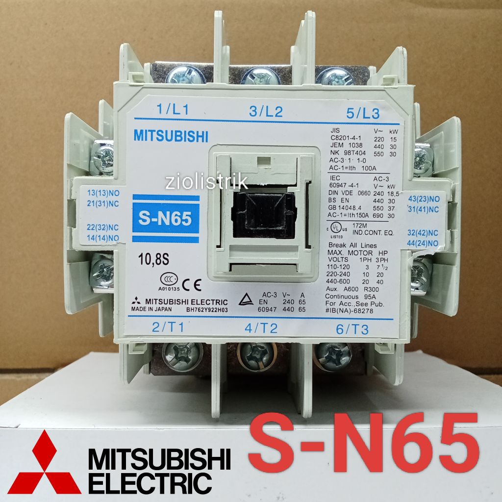 Contactor/kontaktor Mitsubishi S-N65/sn65/sn-65 220vac 3p 100a original