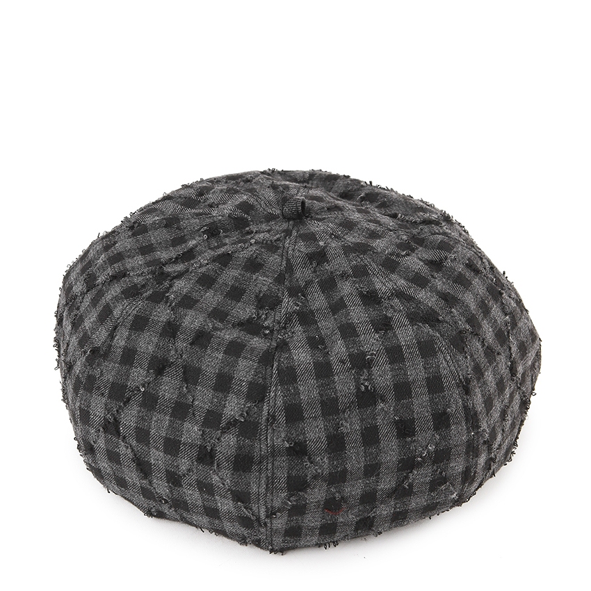 Urban State - Ripped Checkered Beret - Black